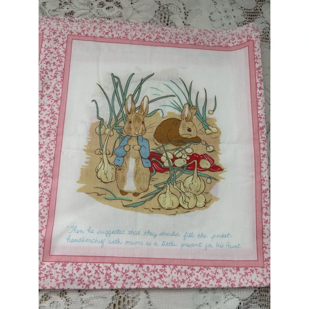 Vintage Beatrix Potter Cotton Fabric Panel Peter Rabbit Quilt